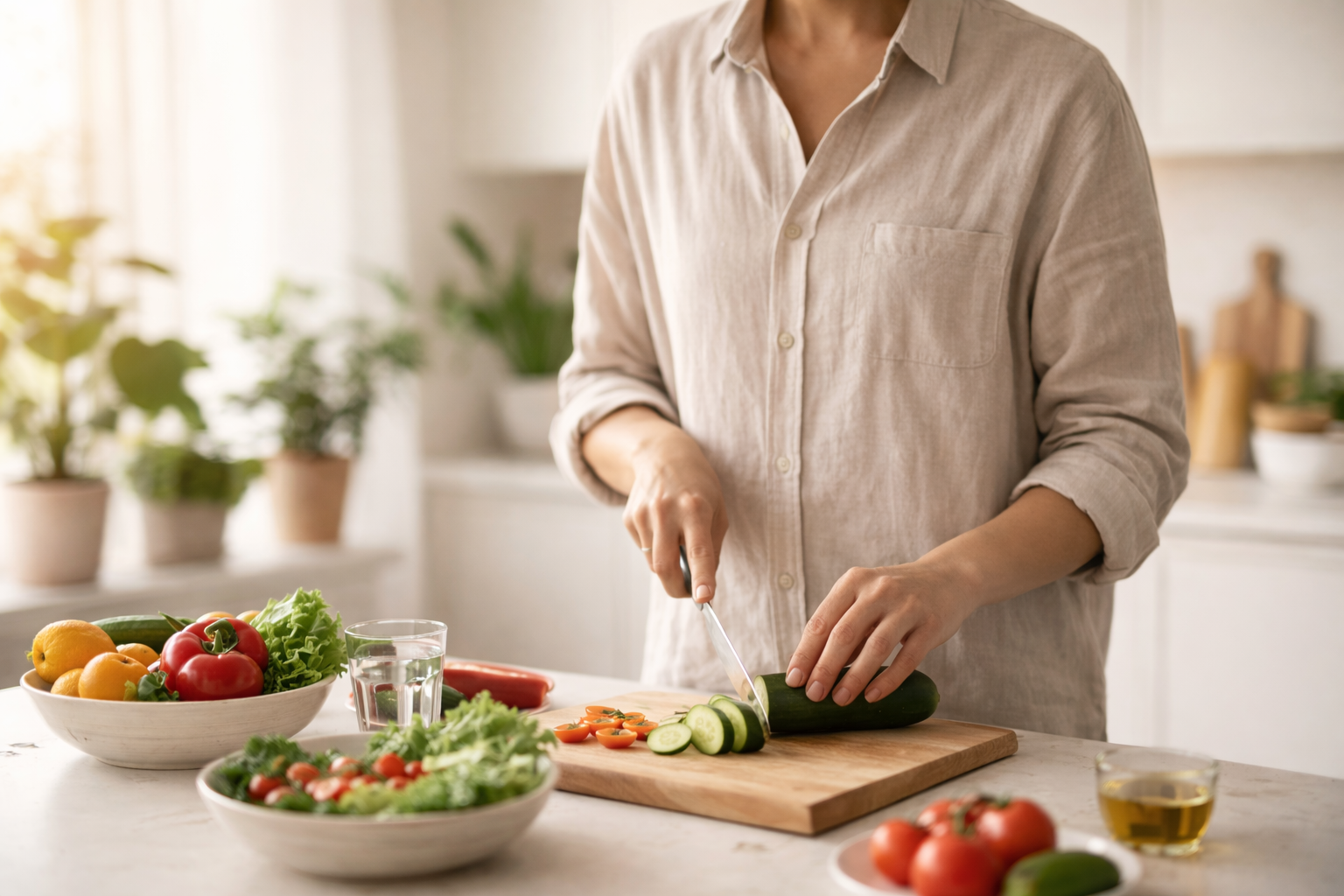 nutricionista en Jerez preparando alimentos saludables